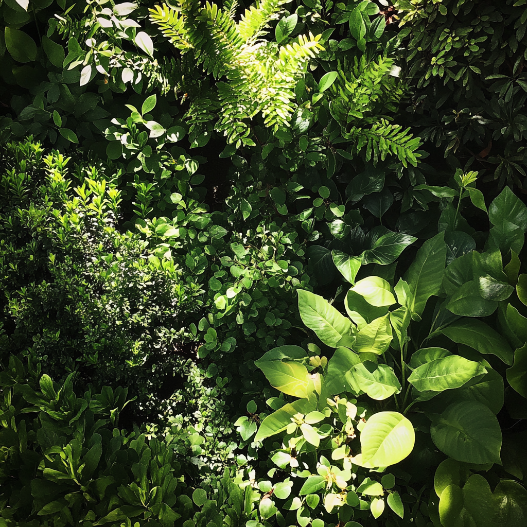 lush green plants garden sunlight