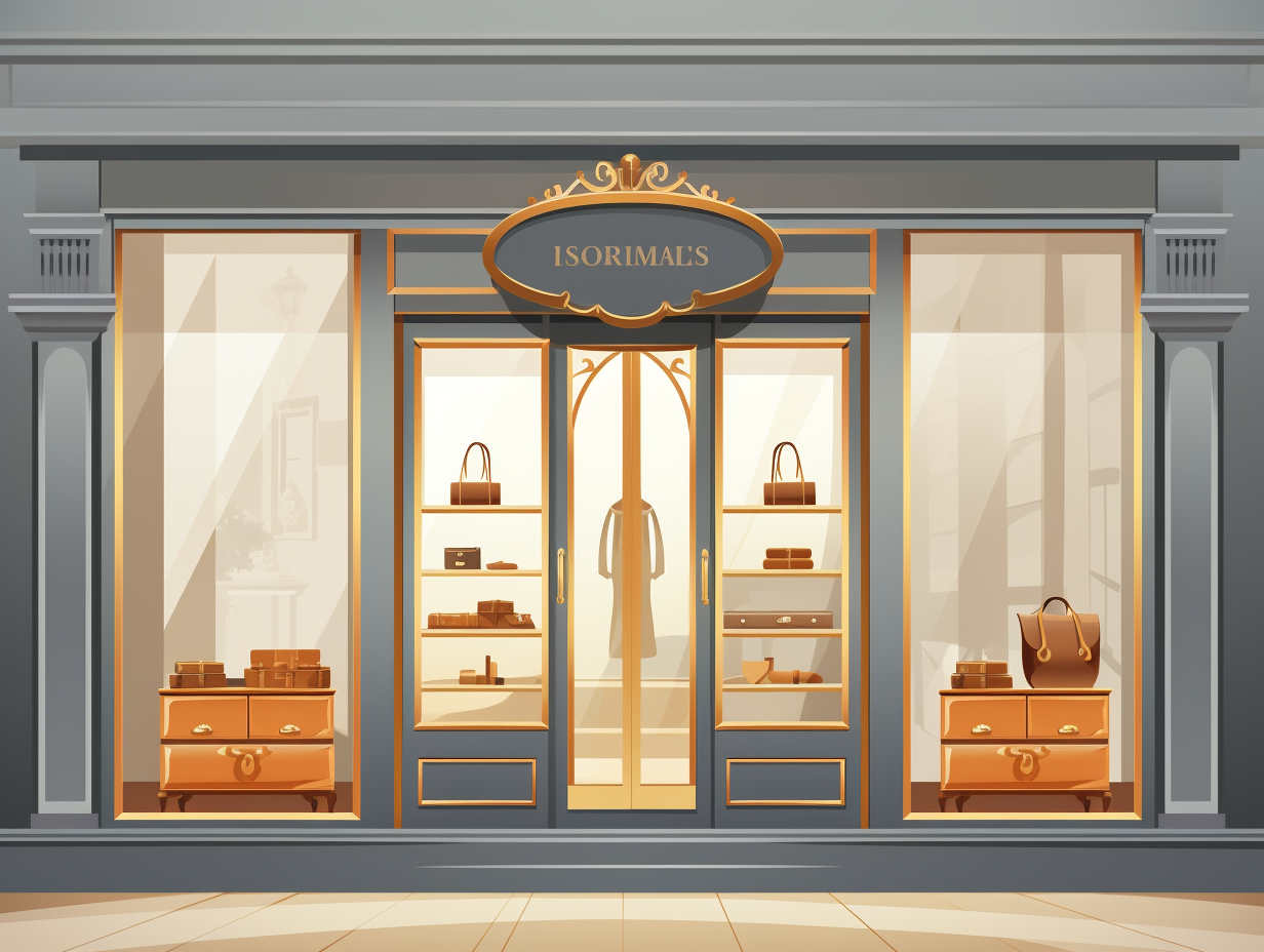 Luxurious storefront with flat vector illustration