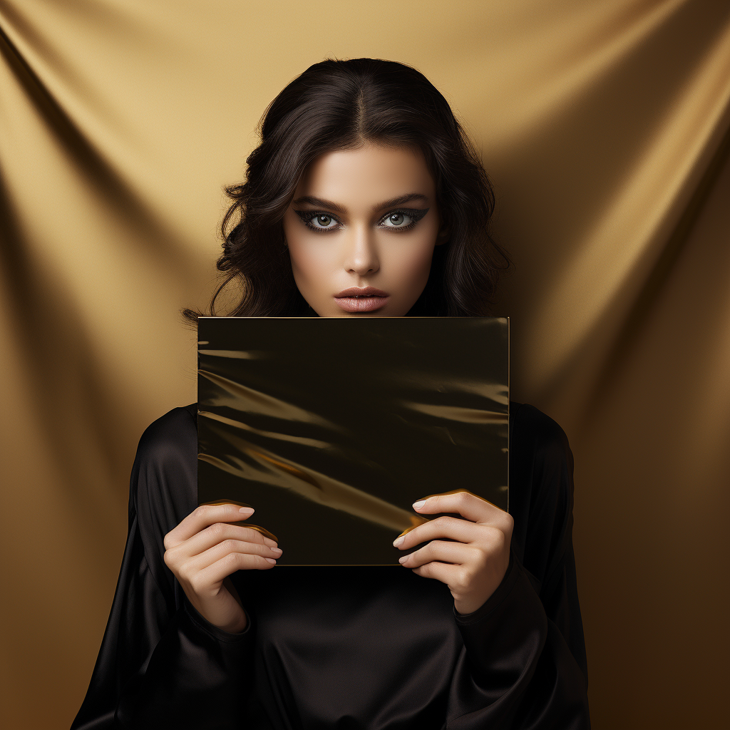 Luxury female model with blank plate