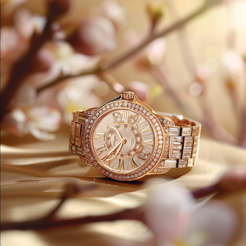 Stunning luxury female watch with diamonds