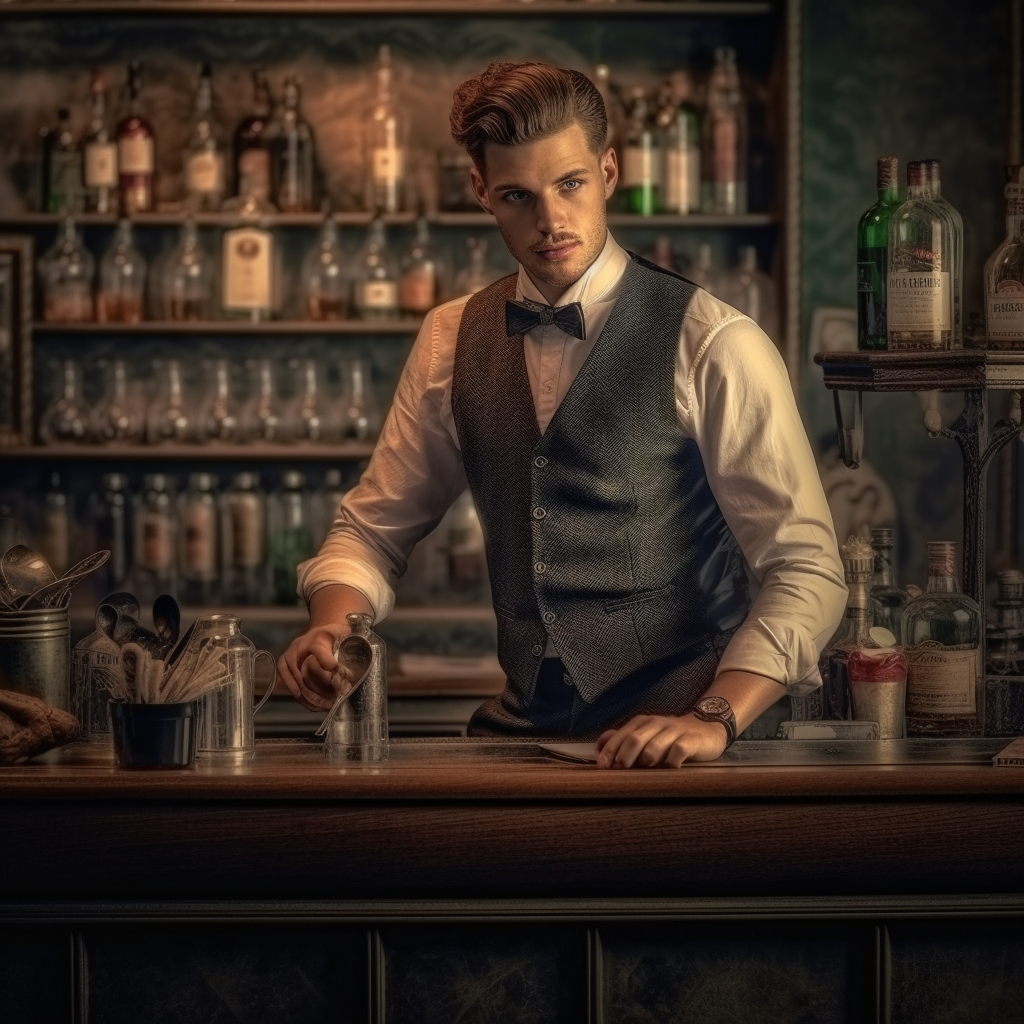 Stylish bartender serving luxury cocktails