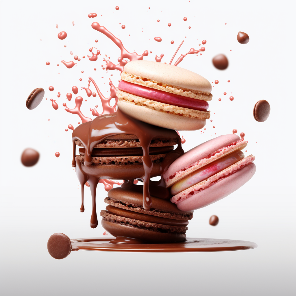 Tempting Macaron with Dripping Chocolate