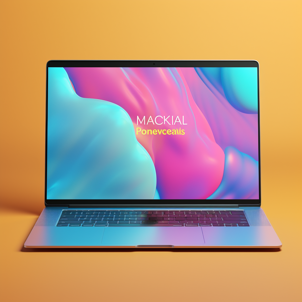 MacBook laptop mockup on vibrant pastel background