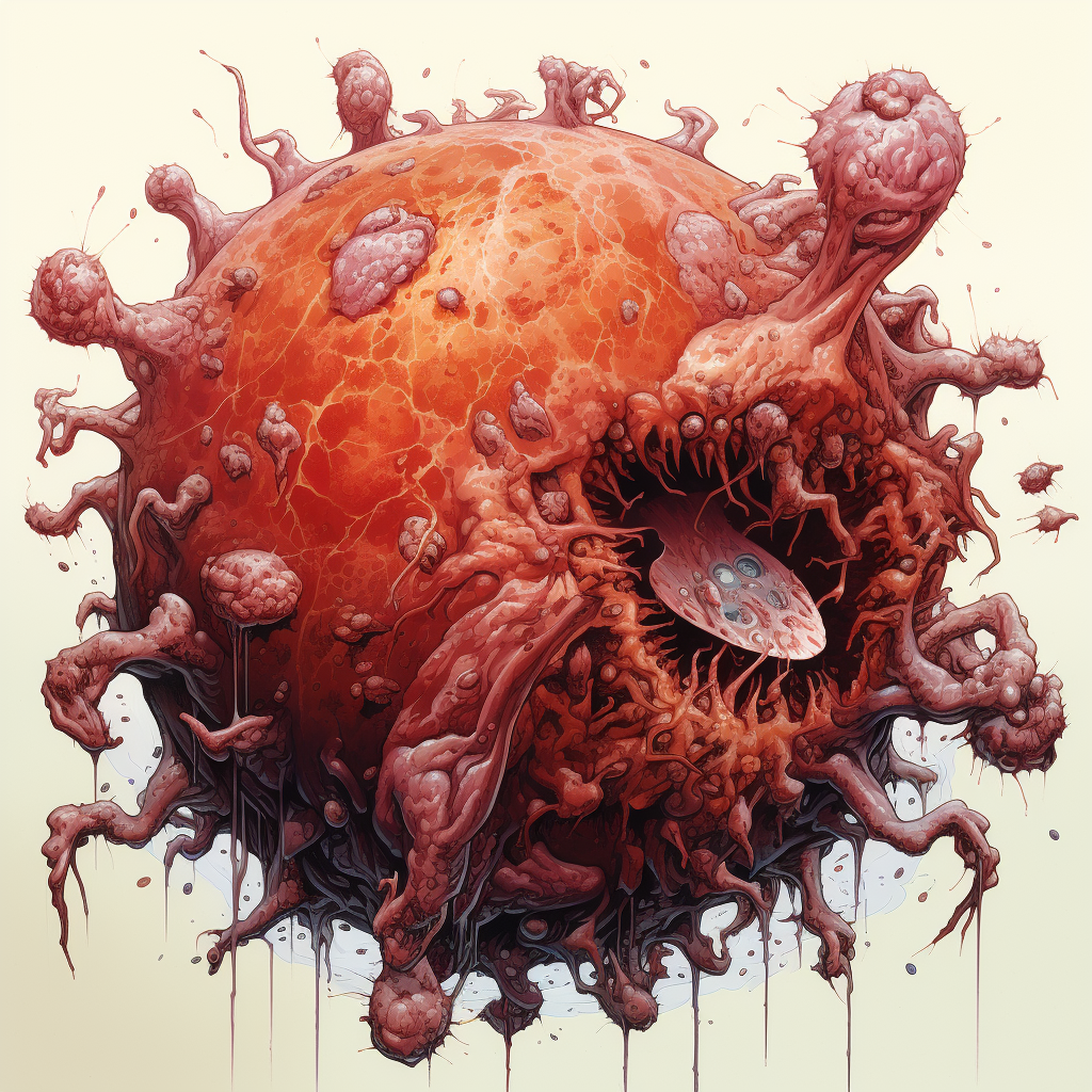 Macrophage consuming bacterium in Travis Charest style