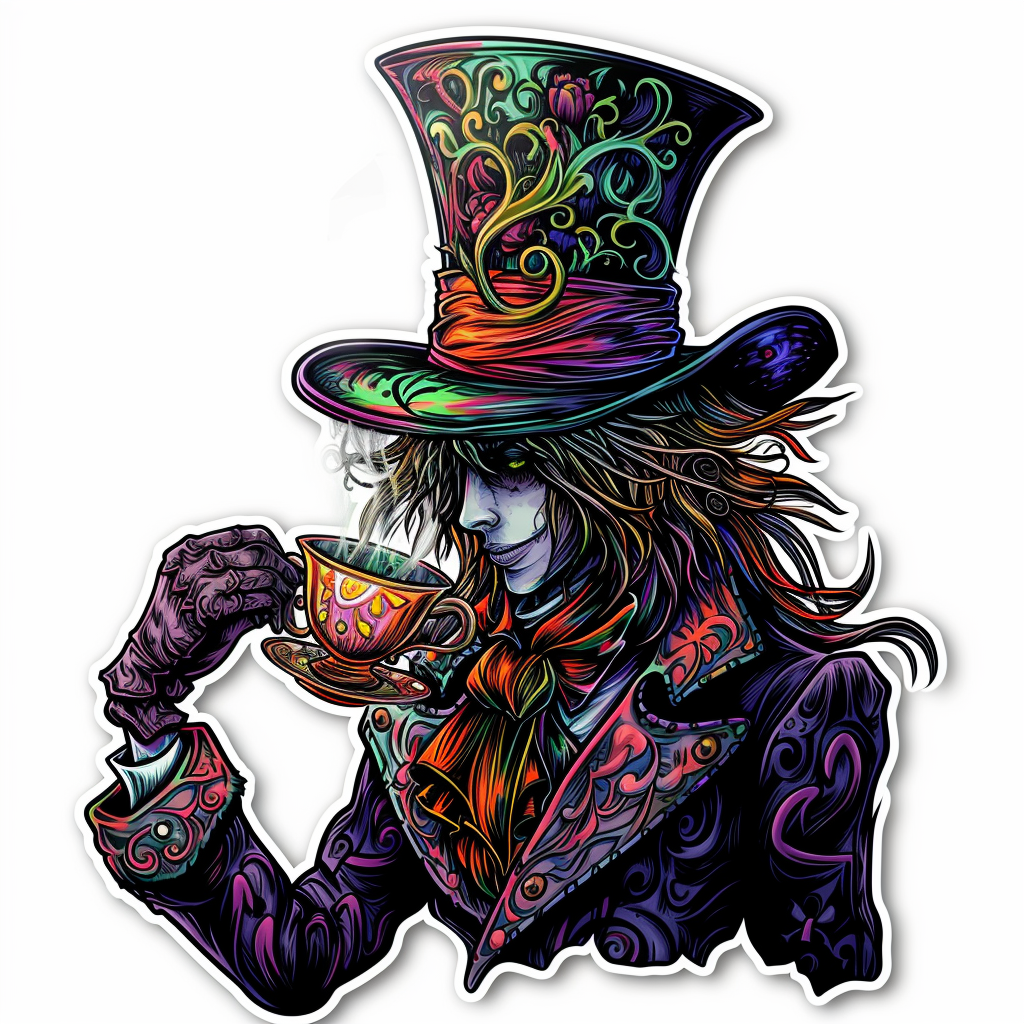 Mad Hatter Drinking Tea Image