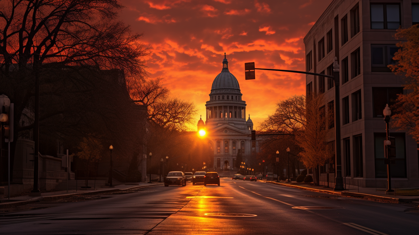 Sketchy sunrise over Madison Wisconsin Capitol