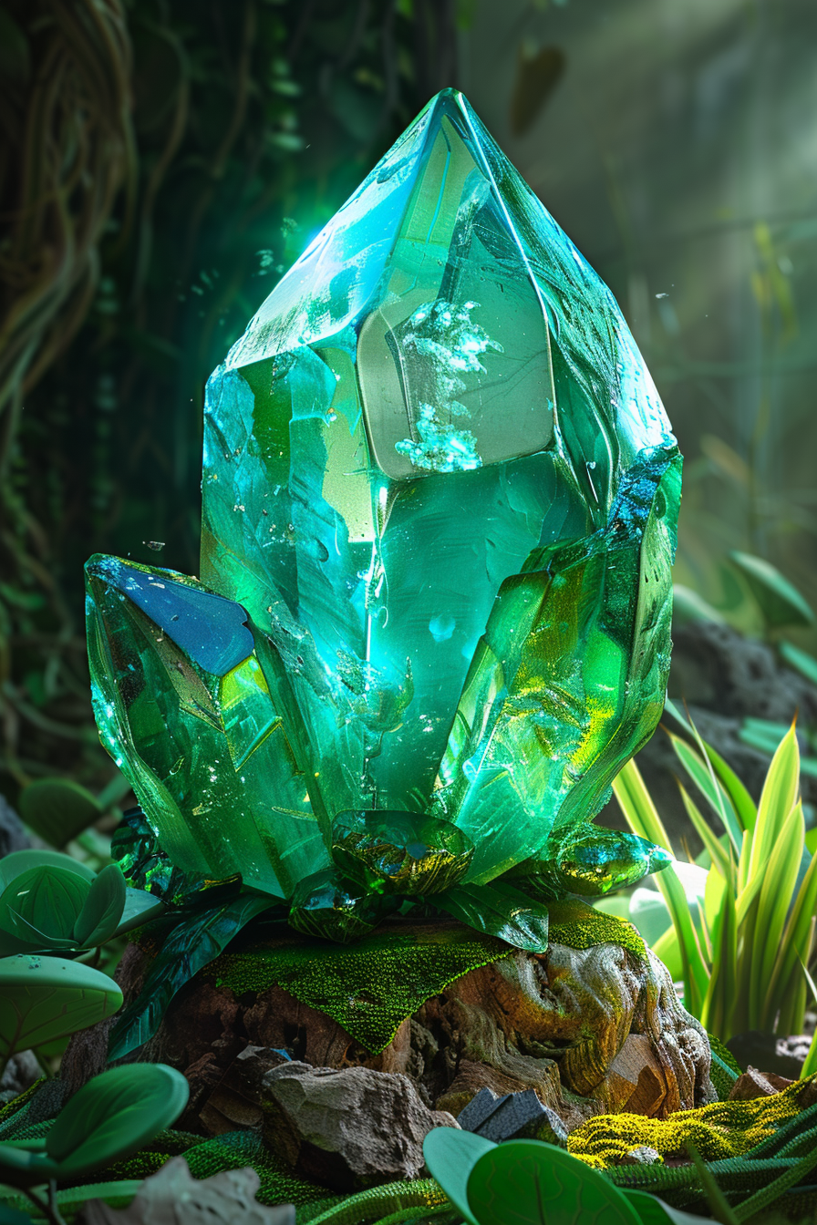 magic green blue sculpted crystal