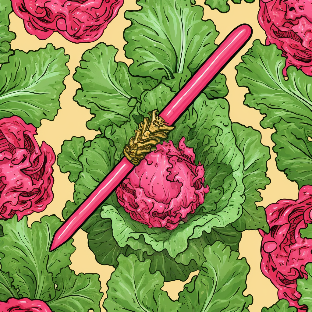 Pink background lettuce pattern in van gogh style