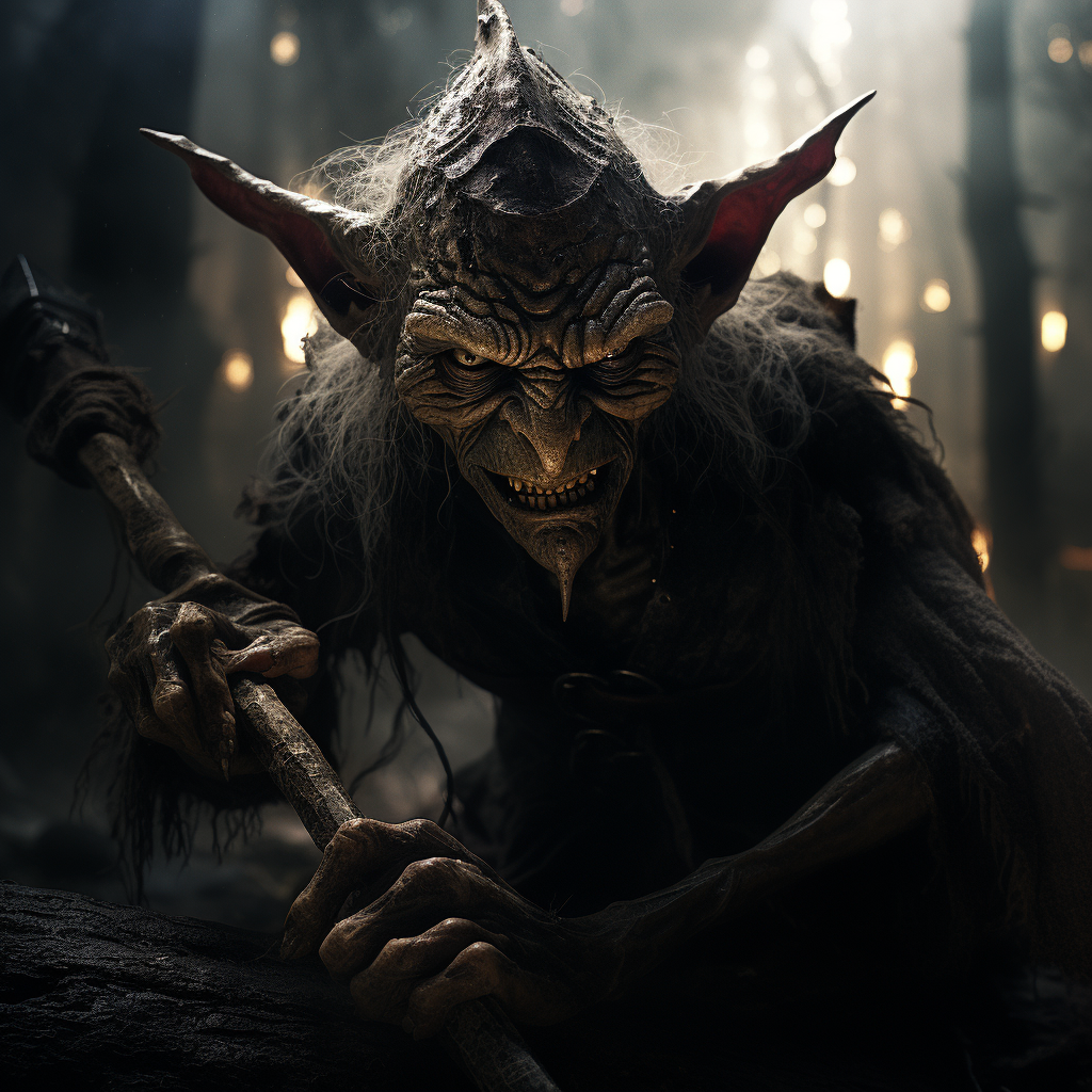 Dark fantasy goblin with magical powers