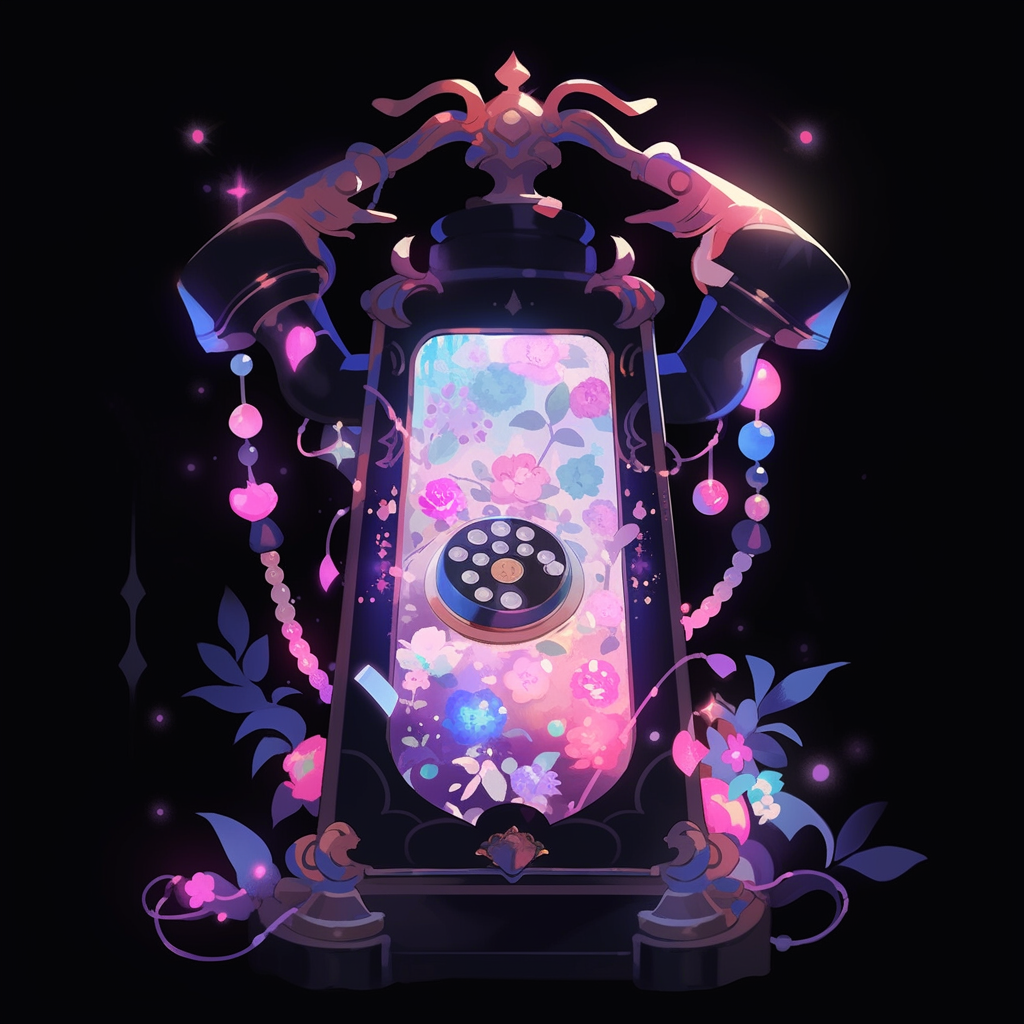 Magical phone on dark background