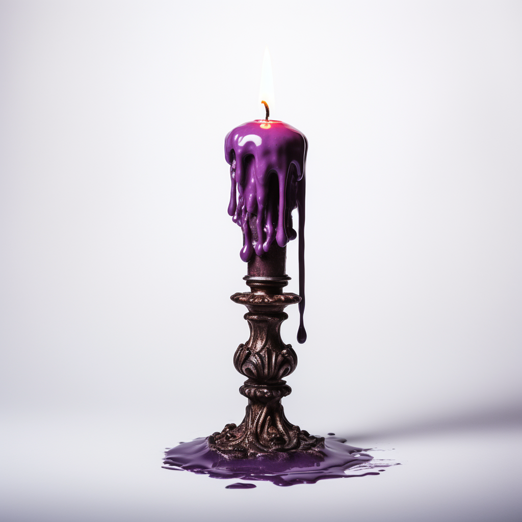 Purple candle on white background