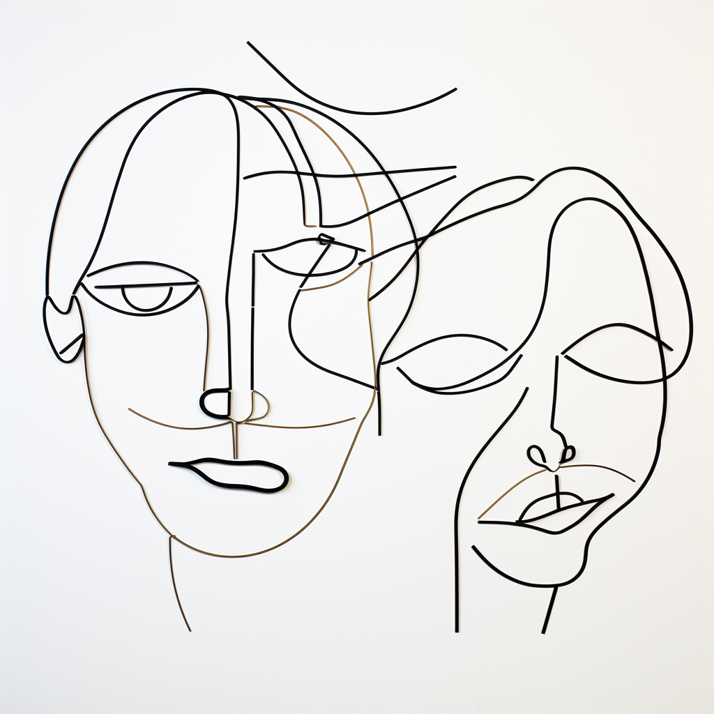 Minimalist Male Face and Pug Faces Line Drawings