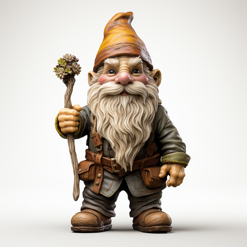 Male garden gnome standing hands behind