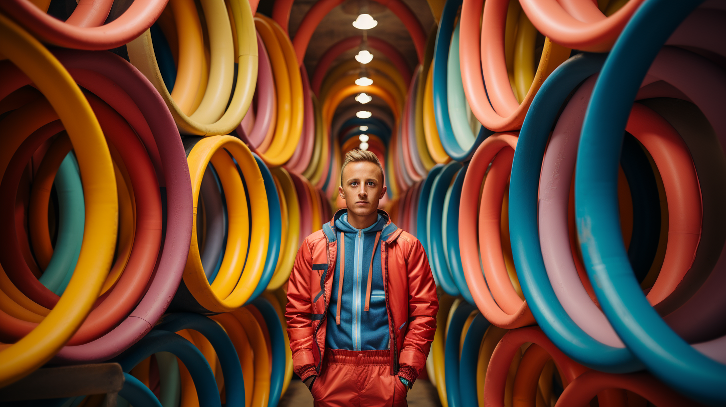 Male worker in colorful jumpsuit