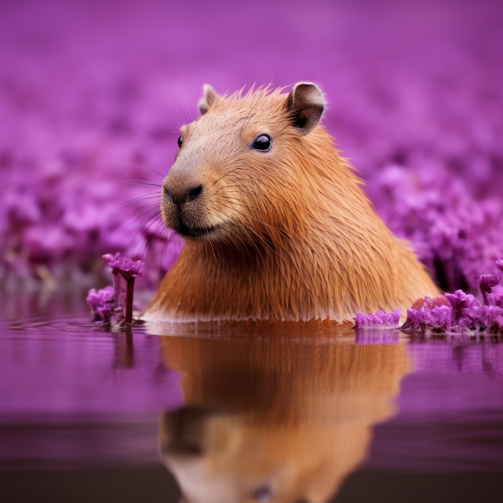 Stylish capybara in violet suit