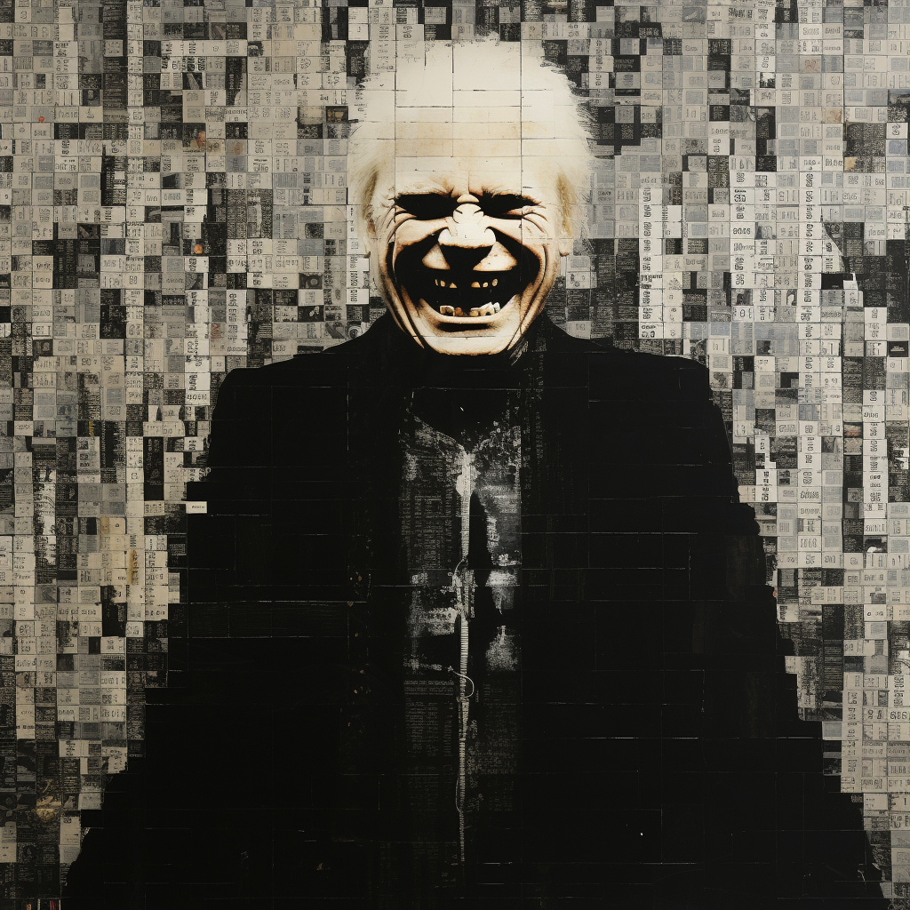 Male with Exaggerated Smile in Horror Collage