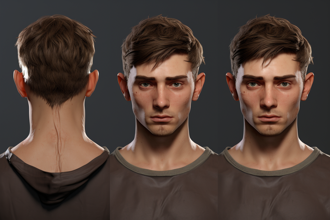 3D model character with short hair