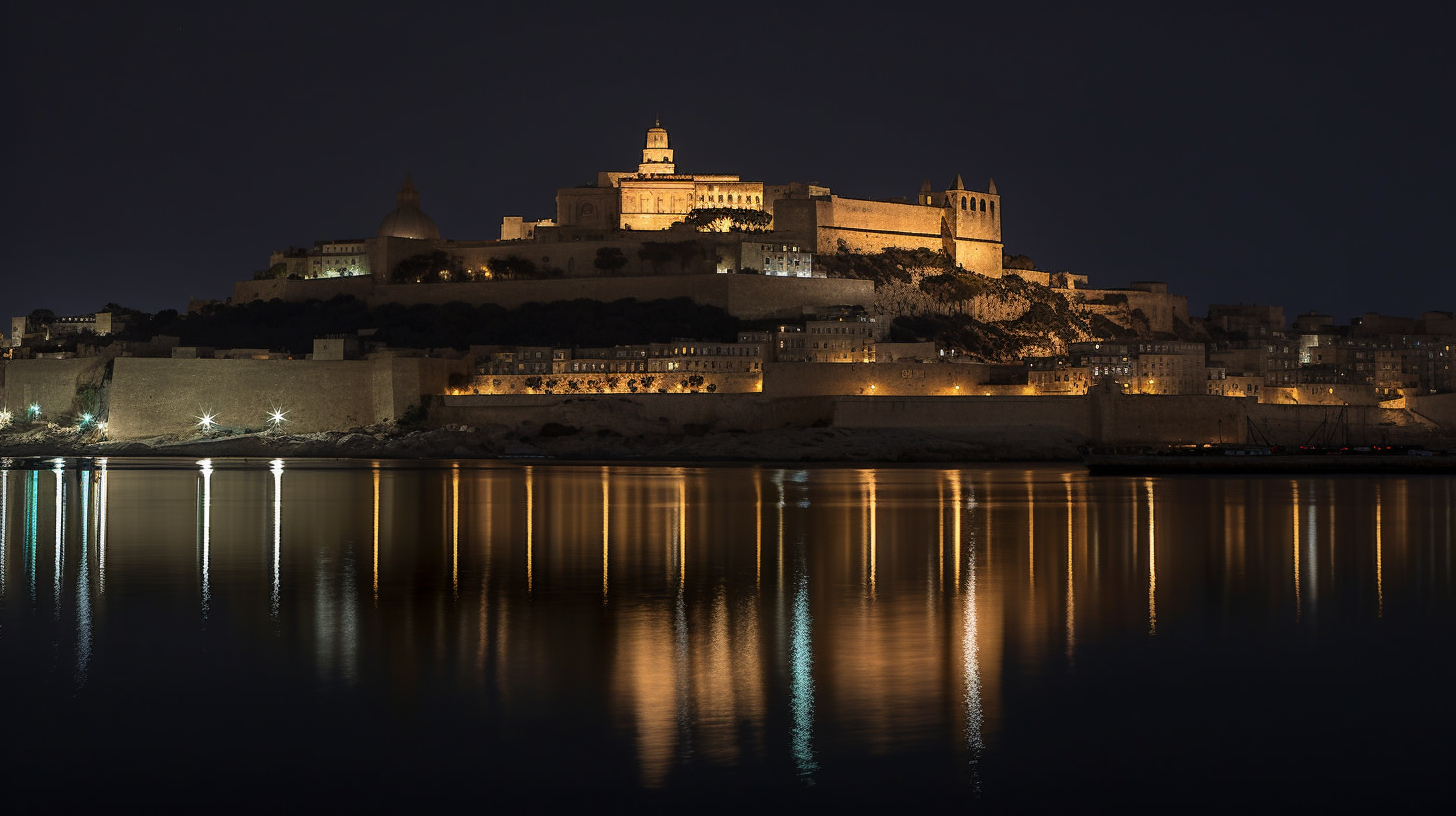 Night view of stunning Malta country landscape