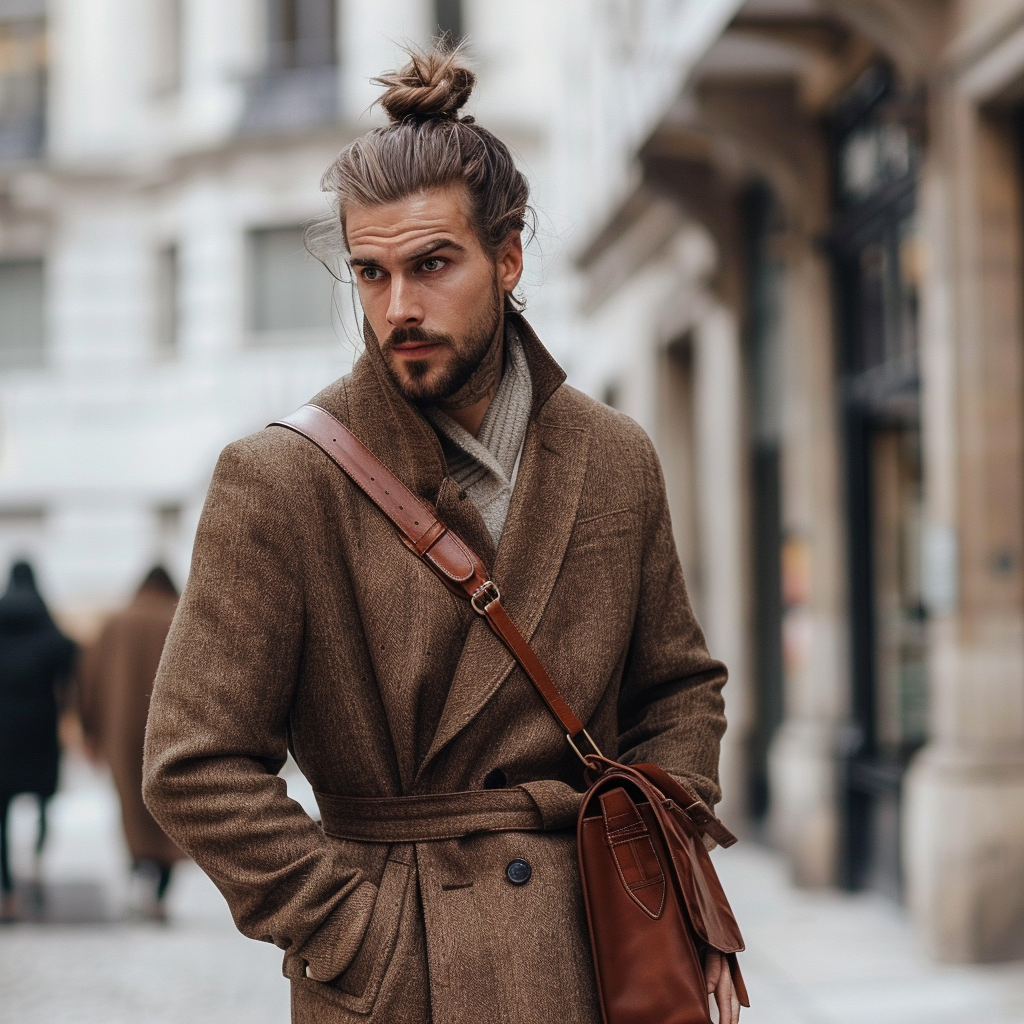 fashionable man with man bun