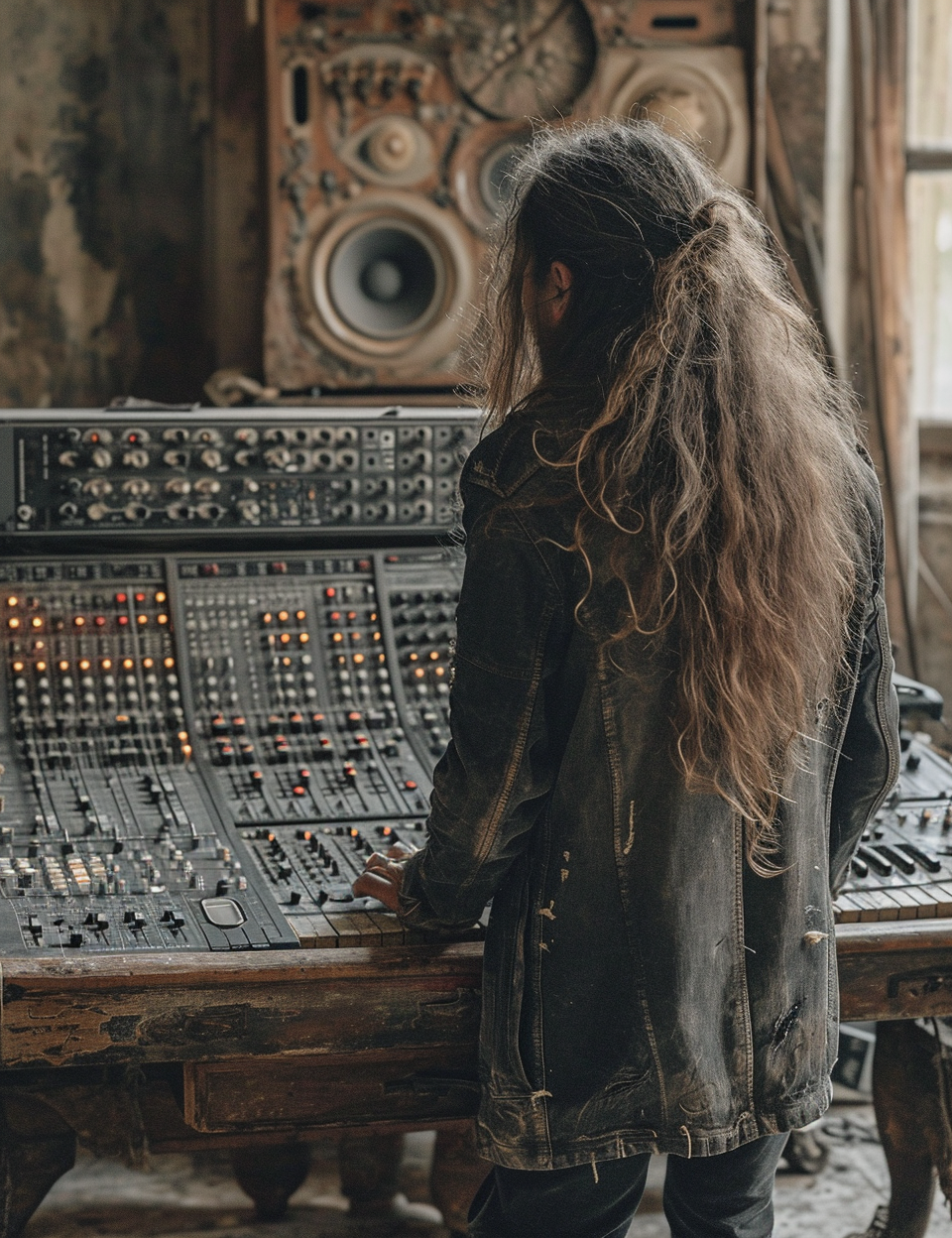 Man with Electronic Mixer in Chair