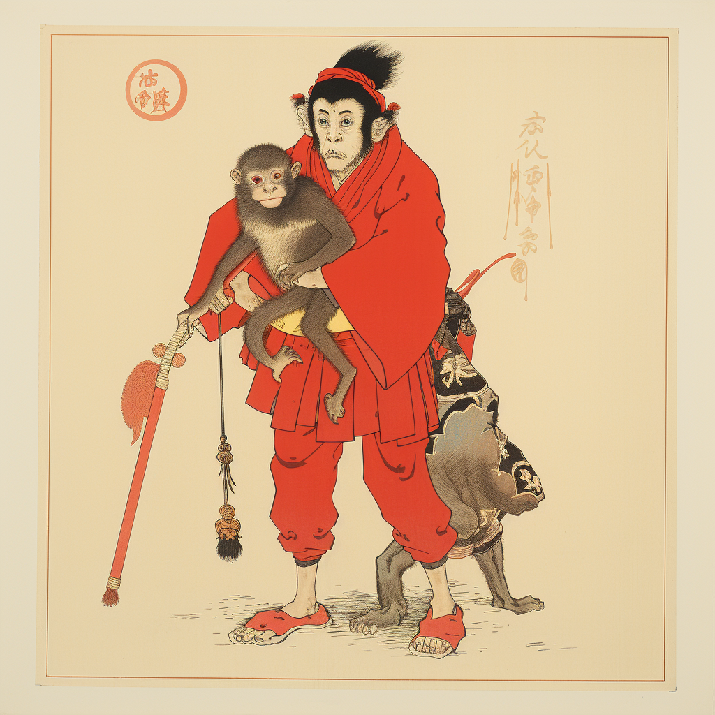 Man with Small Monkey on Shoulders