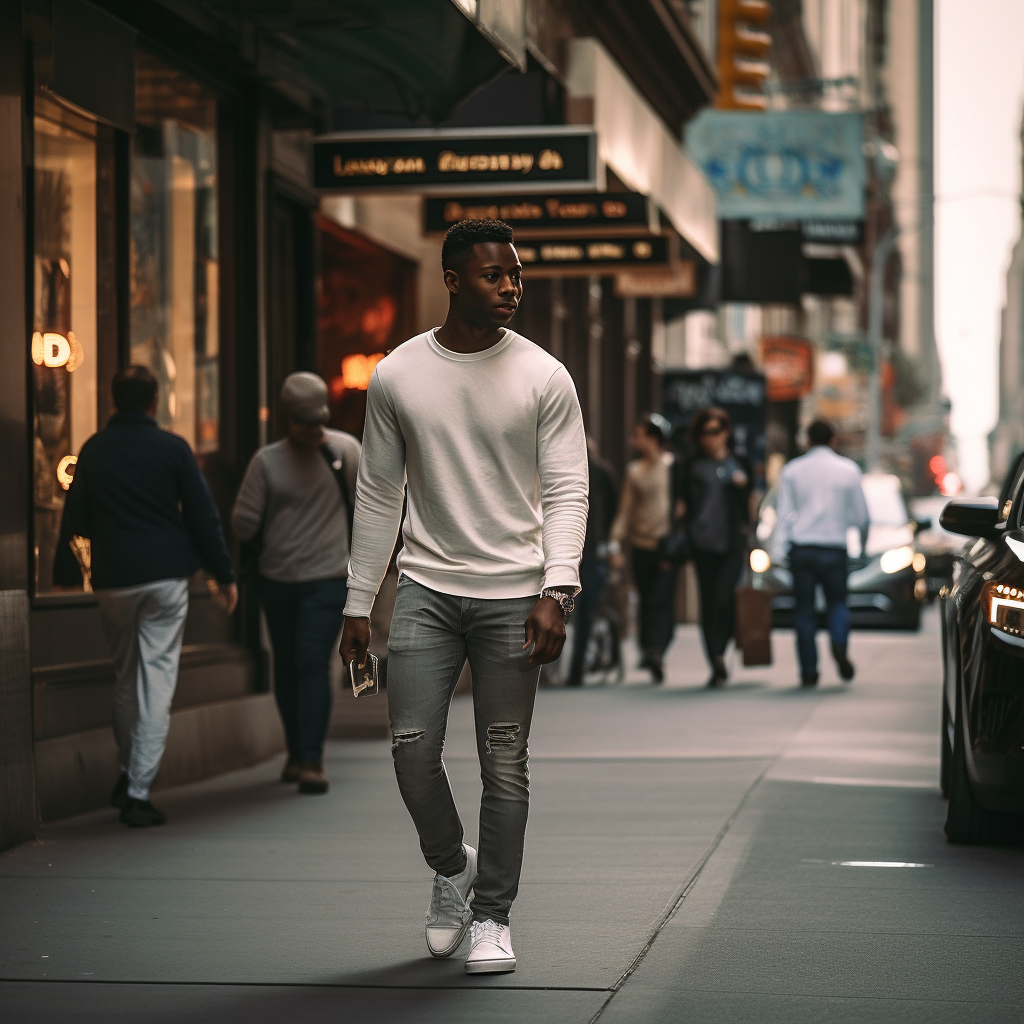 Fashionable man walking on New York street