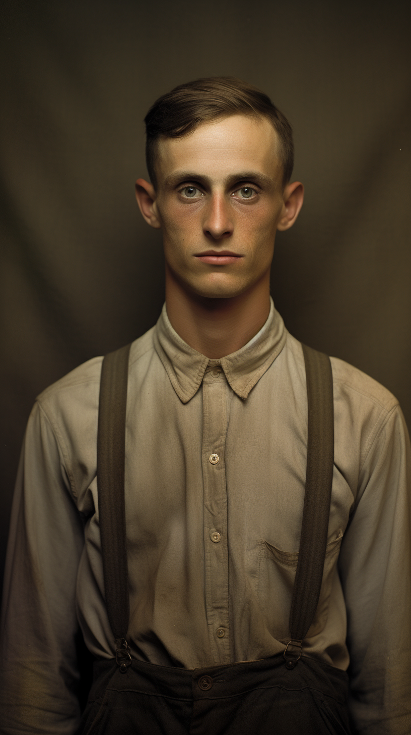 Creepy portrait of man in 1930s shirt