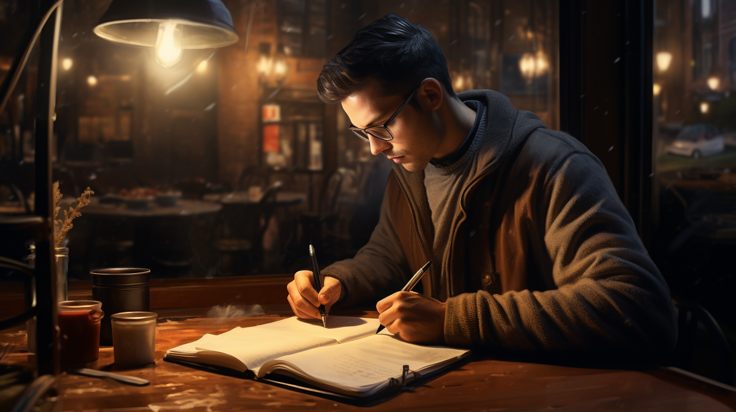 Man writing in journal