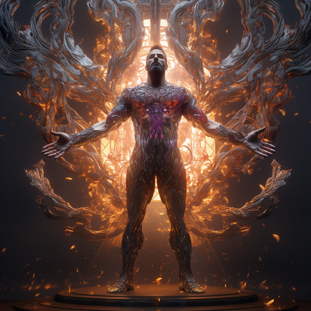 Rugged supervillain radiating energy waves in multidimensional realm