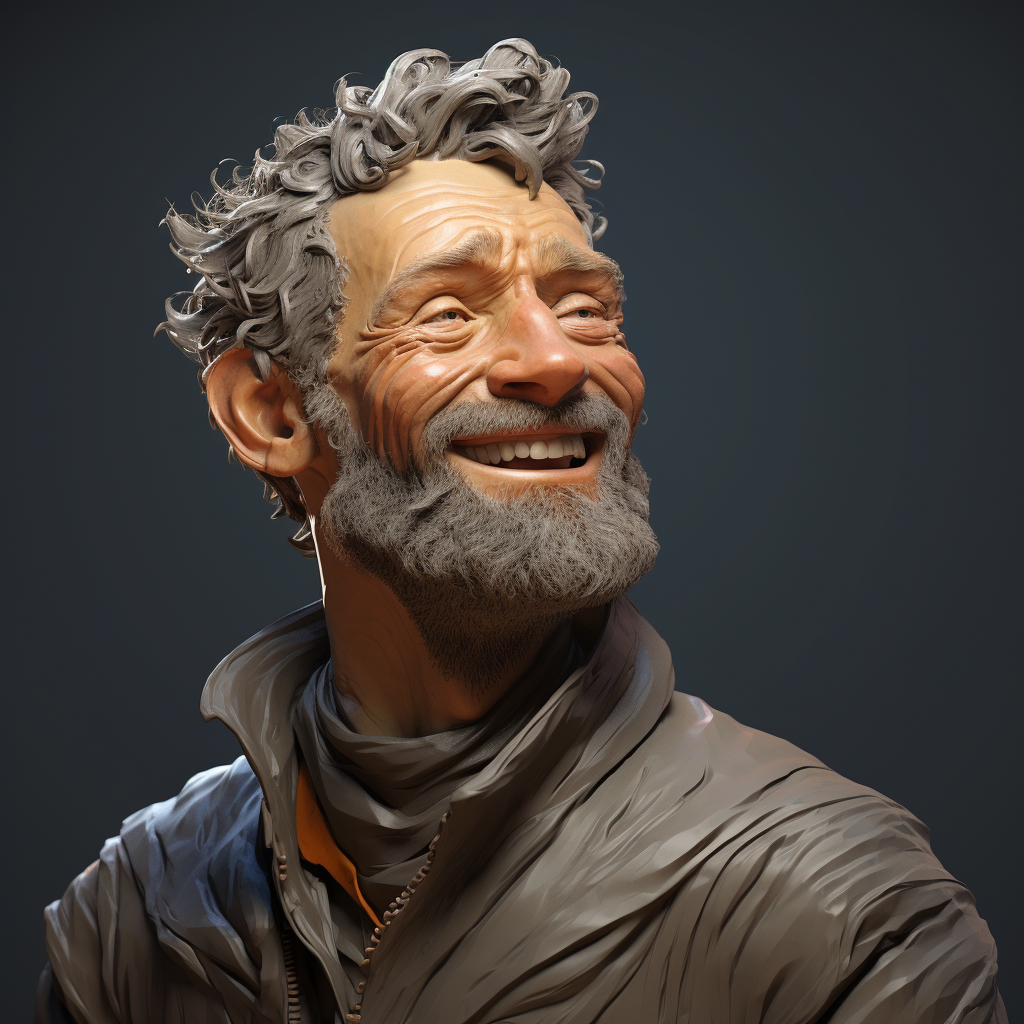 Smiling man poly character portrait