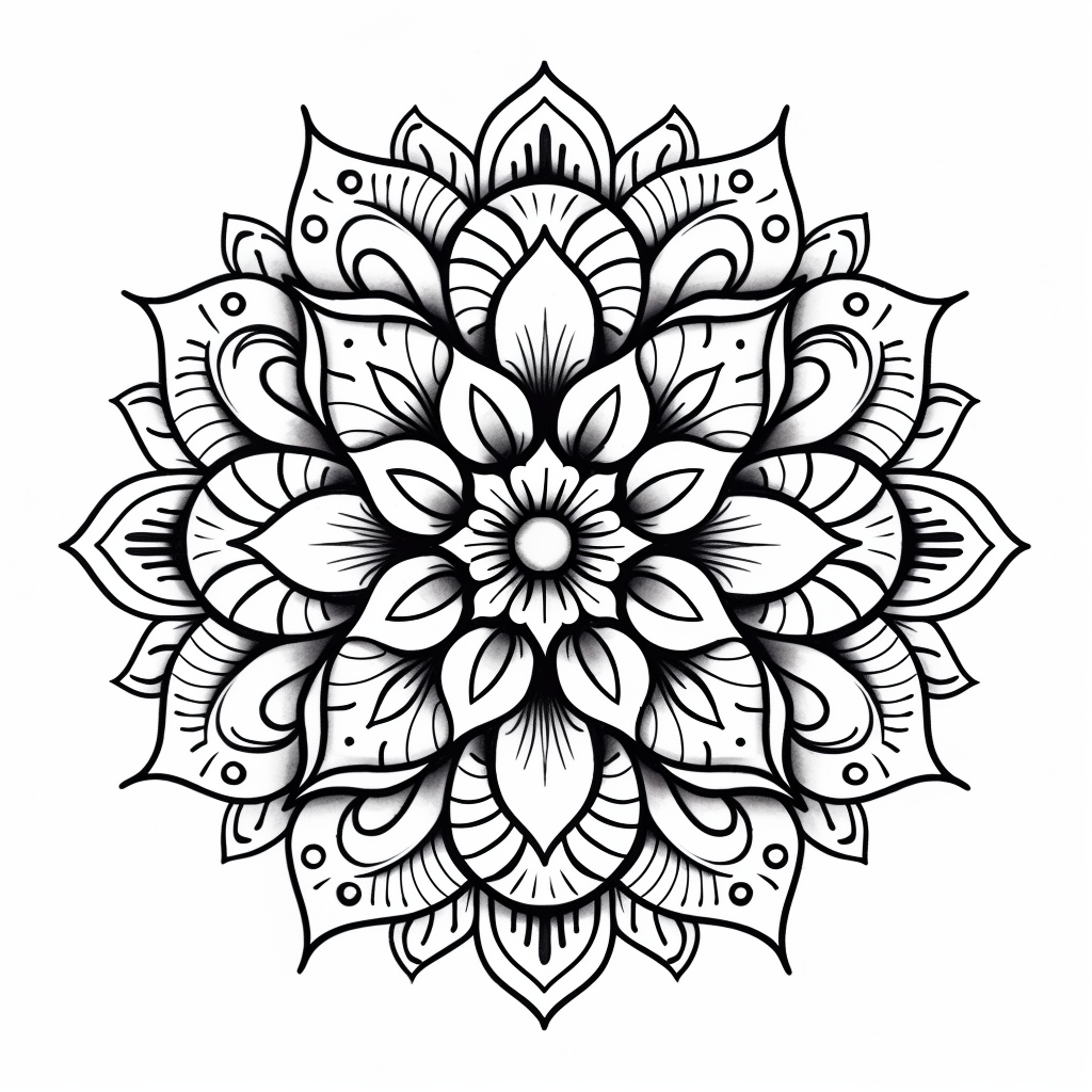 Mandala Black White Line Art Coloring Book