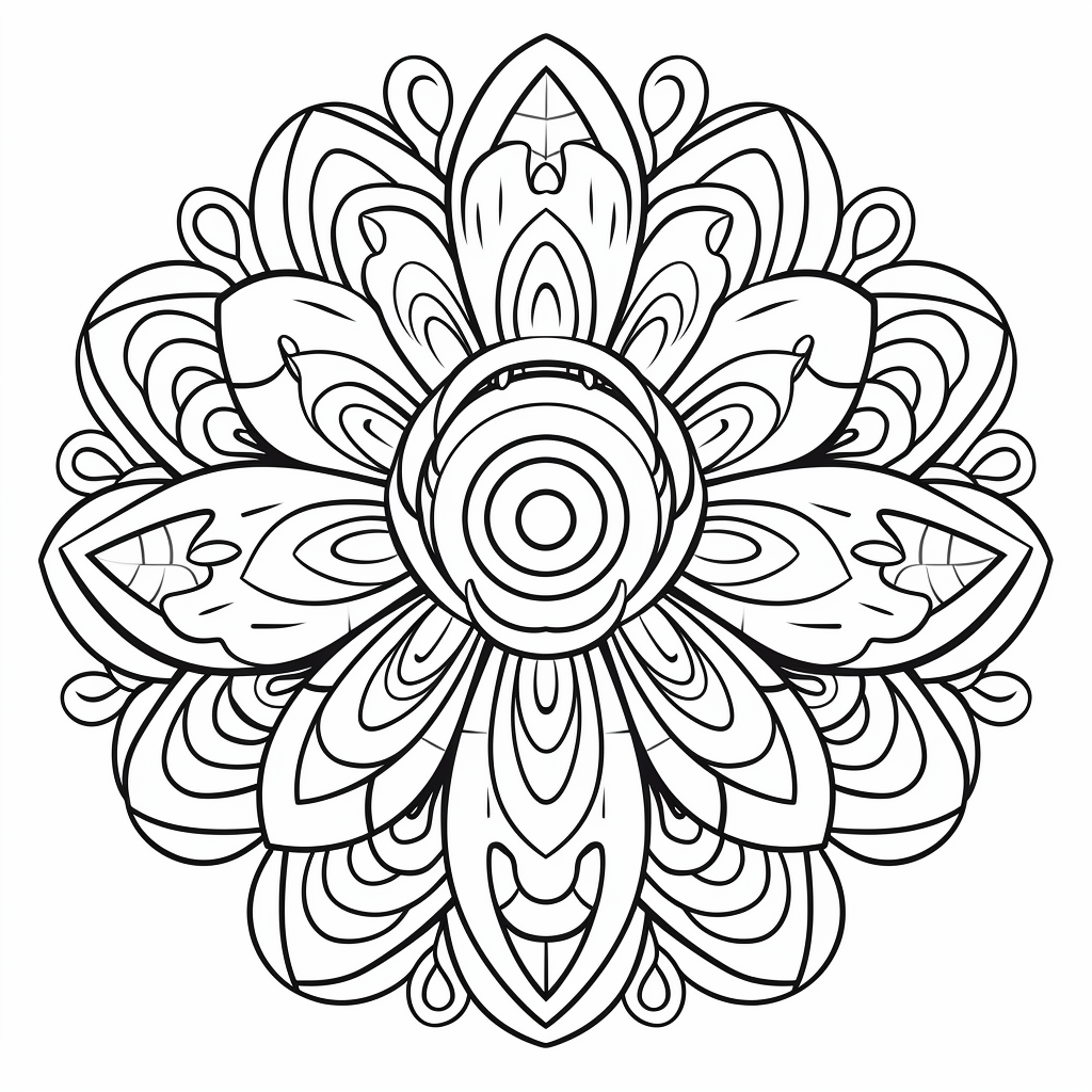 Mandala Feather Coloring Page Design