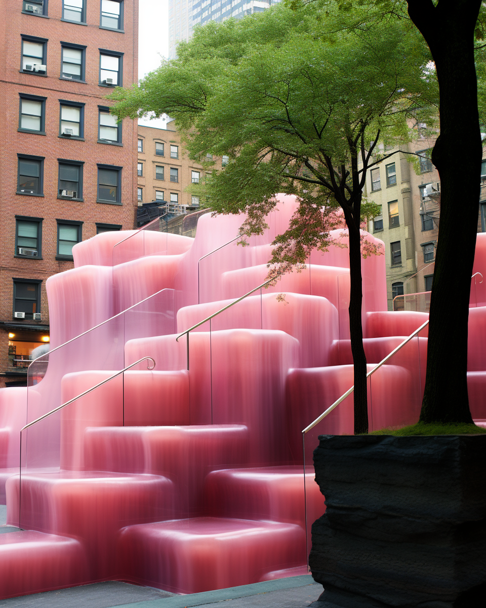 Pink plastic-covered infrastructure in Manhattan