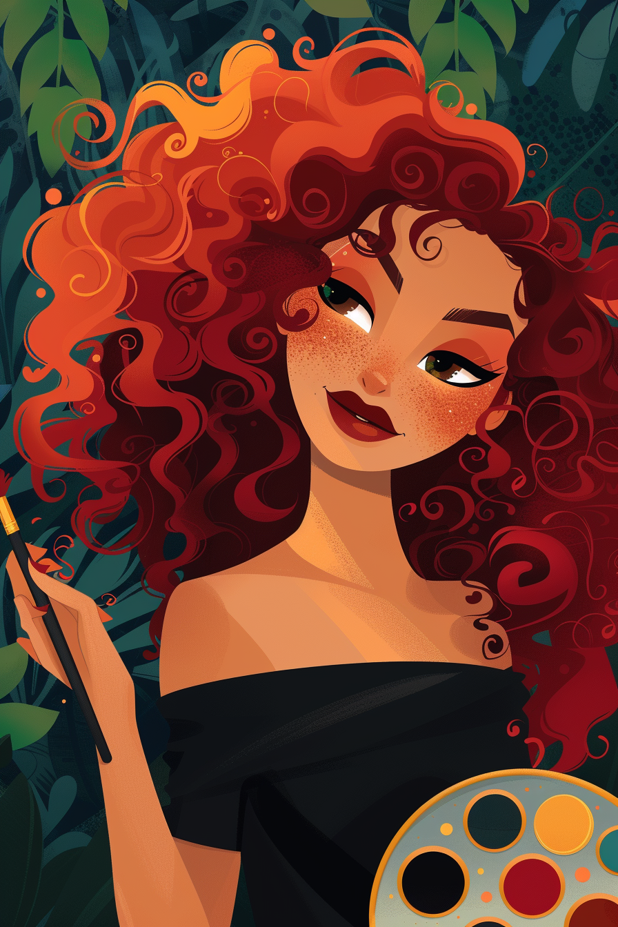 Manicurist Woman with Red Curly Hair