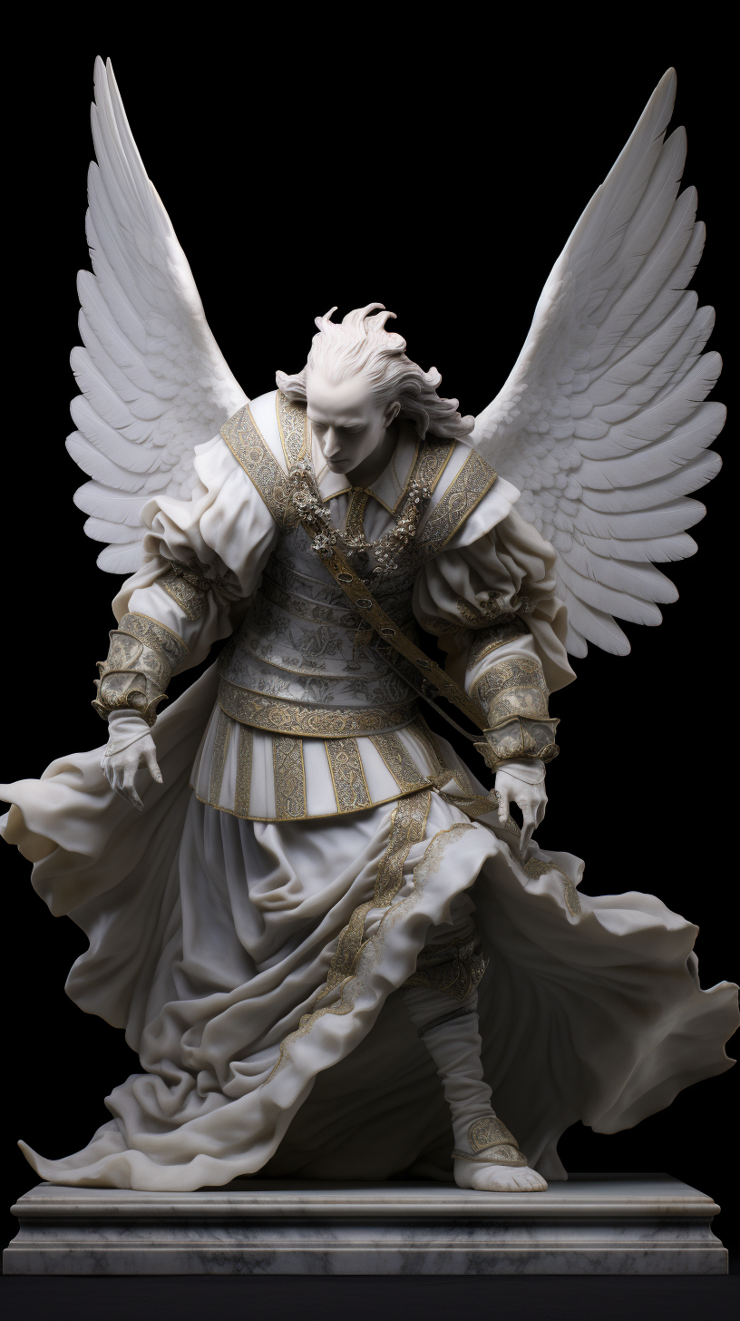 Beautiful marble statue with wings