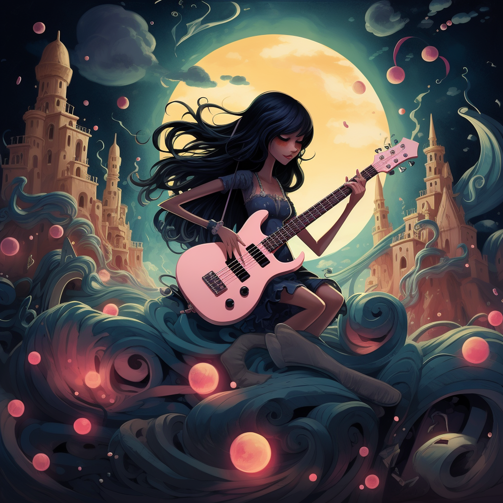 Marceline Abadeer playing her bass guitar