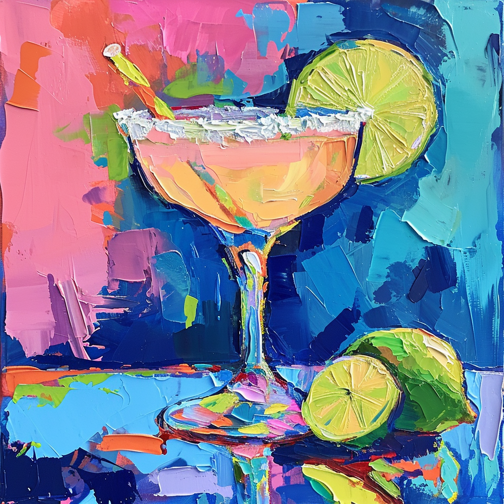 Acrylic margarita glass painting with salted rim