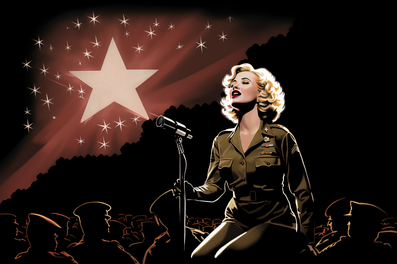 Marilyn Monroe performing for soldiers