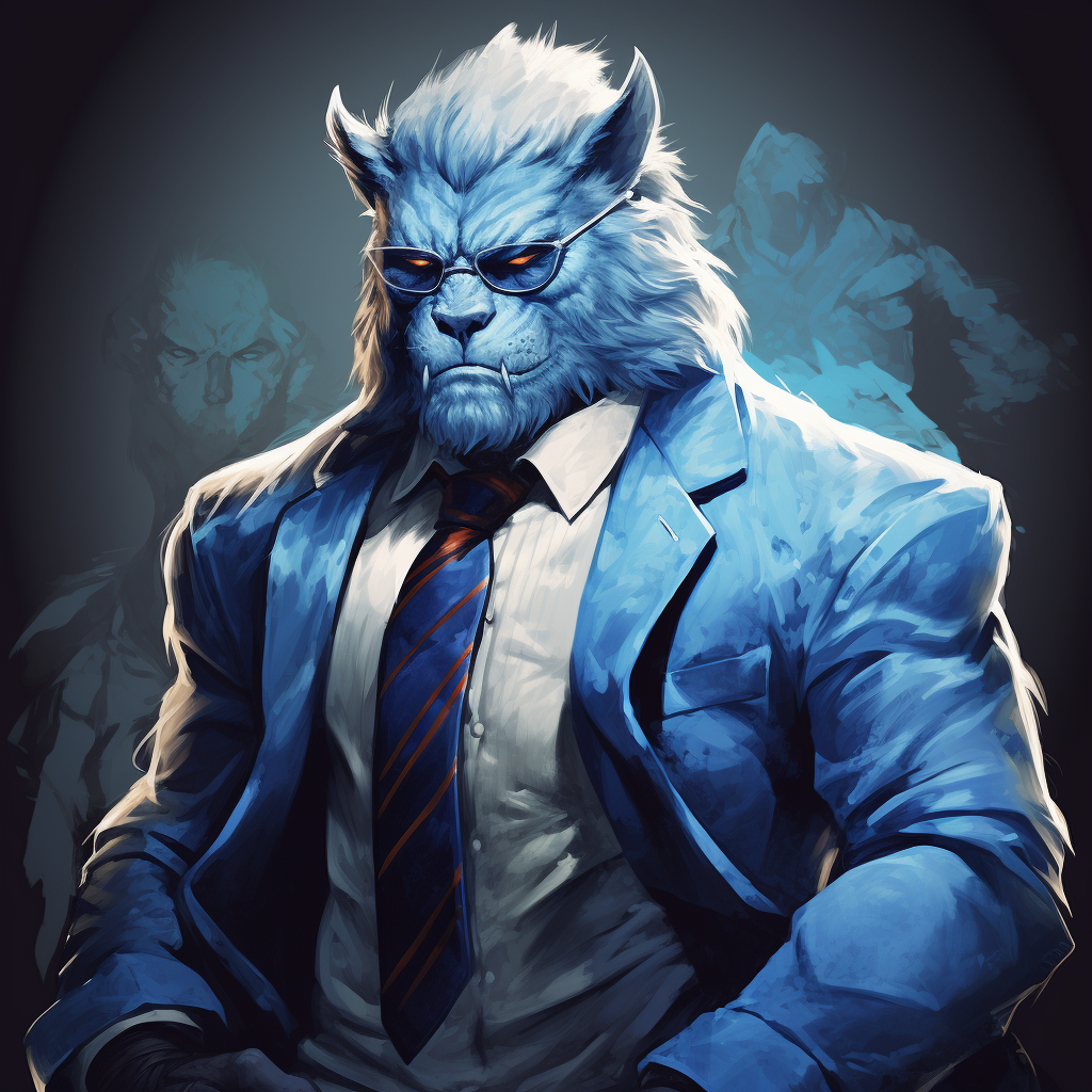 Beast drawing with blue fur and glasses