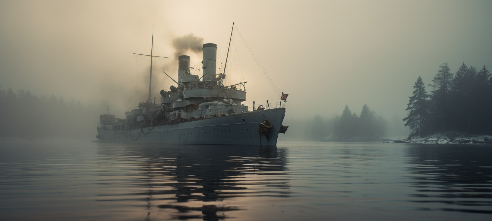 Massena French Pre-Dreadnought on Misty Lake