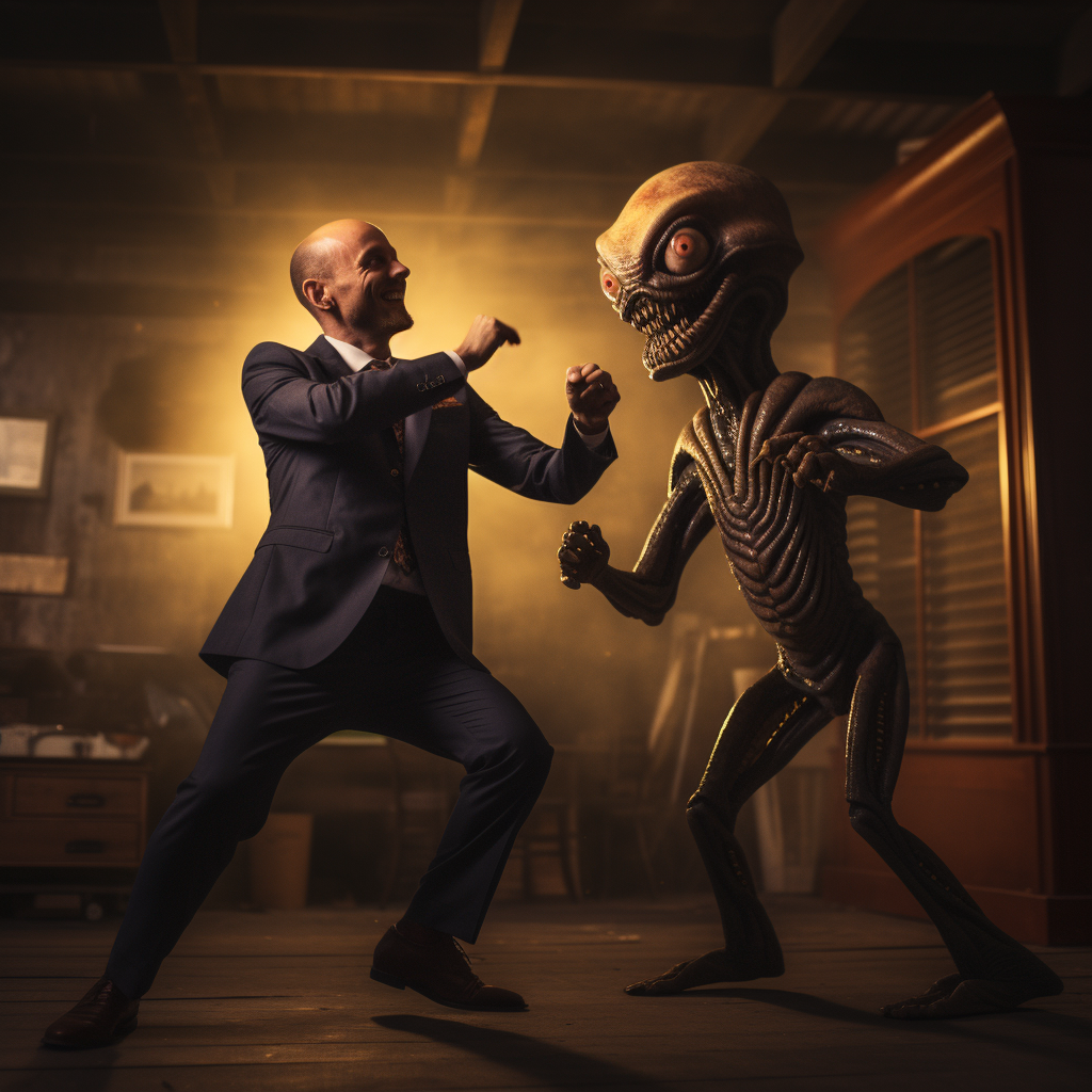 Matt Walsh dancing with an alien