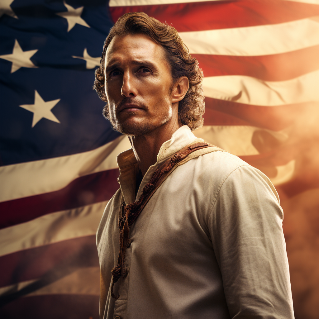 Matthew McConaughey with Texas Flags