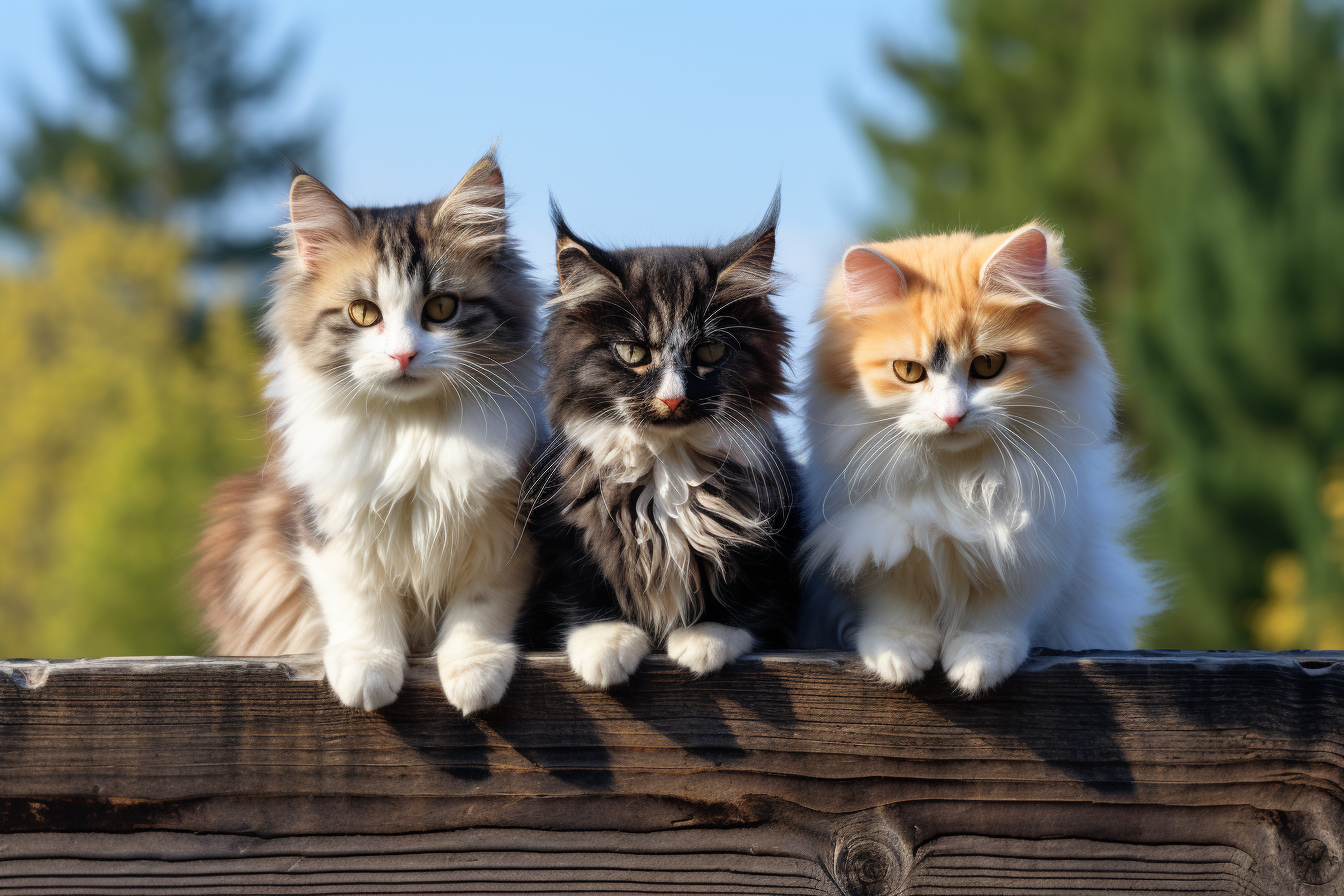 Cute cats on a wooden fence