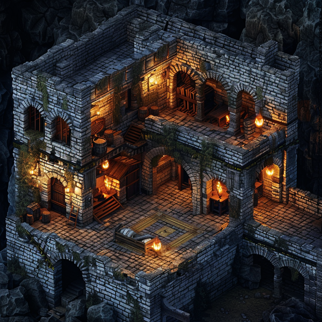 Dark medieval dungeon interior