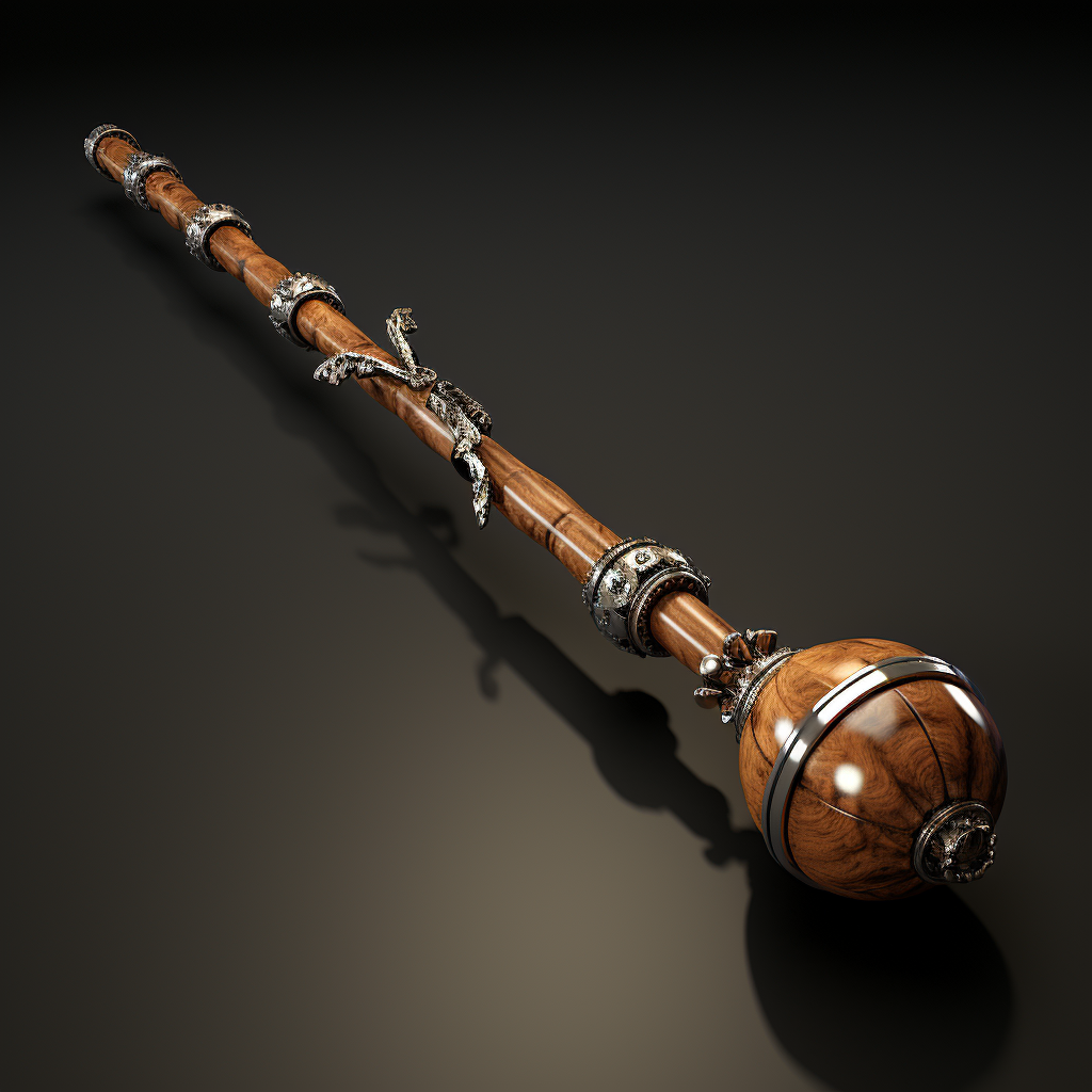 Photorealistic medieval flail in dynamic position