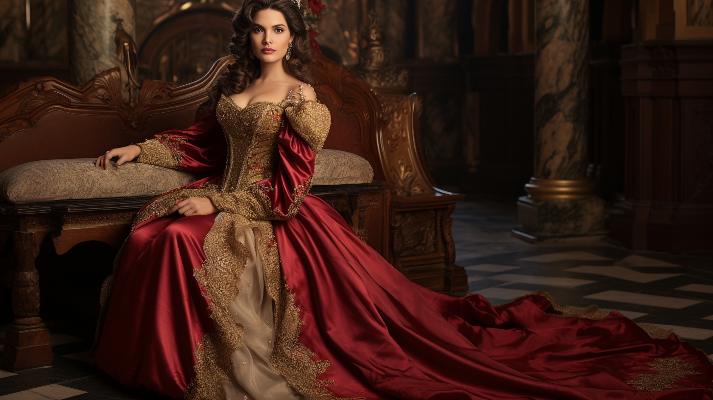 Woman in Stunning Medieval Gown