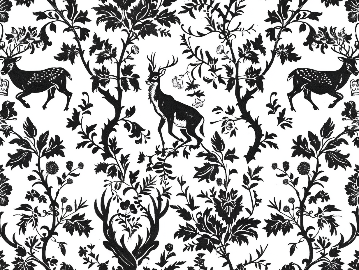 Hunting Dogs Deer Wallpaper Print