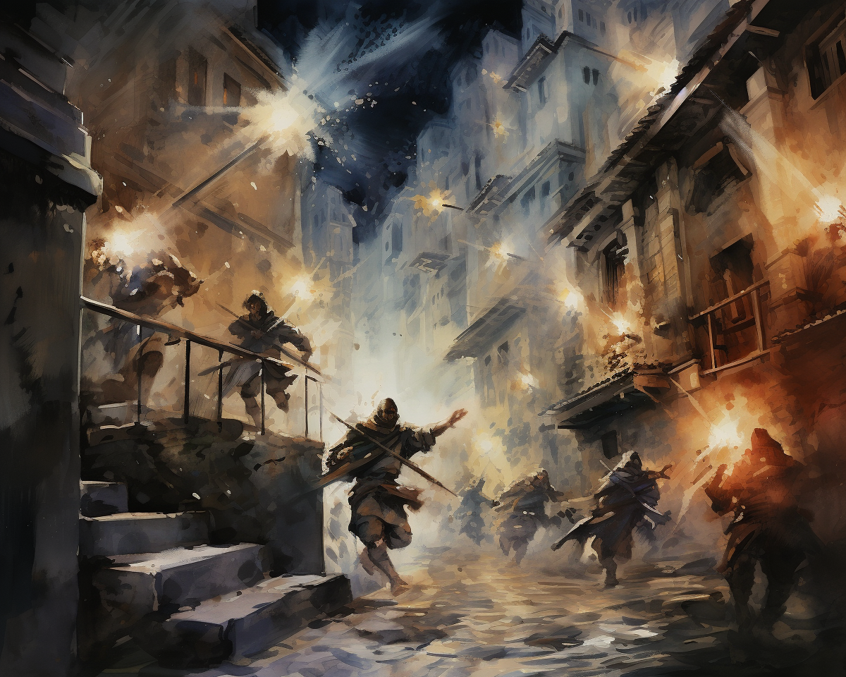 Dynamic Medieval Fantasy Combat in Narrow Alley