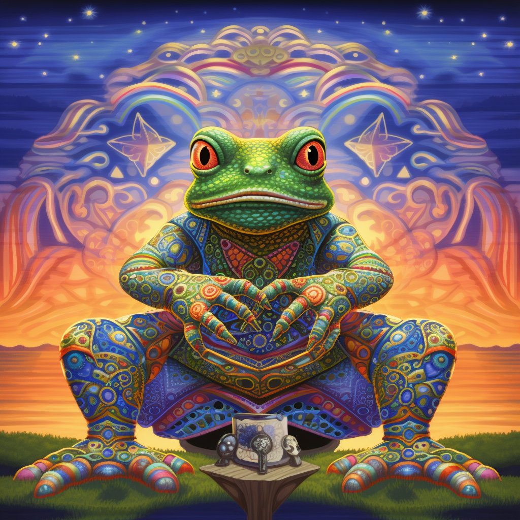 Man meditating with Kambo Frog