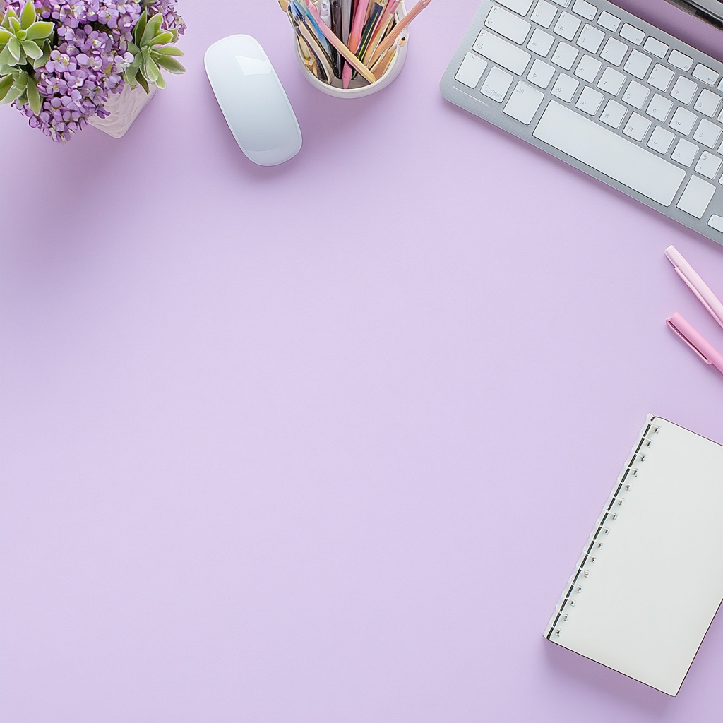 Minimalist desk with pink background